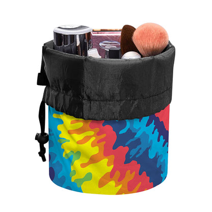 Rainbow Heart Tie Dye Print Drawstring Makeup Bag