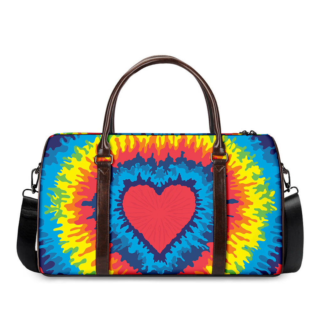 Rainbow Heart Tie Dye Print Duffle Bag