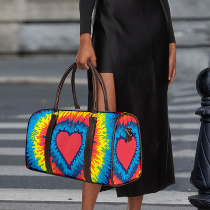 Rainbow Heart Tie Dye Print Duffle Bag