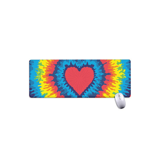 Rainbow Heart Tie Dye Print Extended Mouse Pad