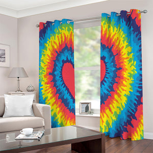 Rainbow Heart Tie Dye Print Extra Wide Grommet Curtains