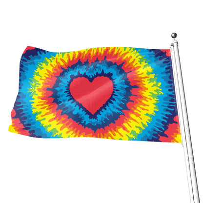 Rainbow Heart Tie Dye Print Flag