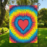 Rainbow Heart Tie Dye Print Garden Flag