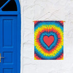 Rainbow Heart Tie Dye Print Garden Flag