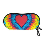 Rainbow Heart Tie Dye Print Glasses Case