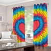 Rainbow Heart Tie Dye Print Grommet Curtains