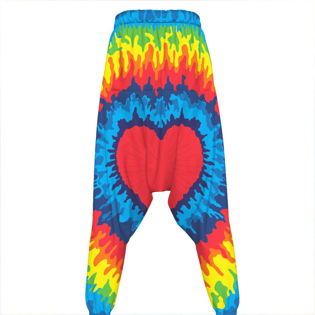 Rainbow Heart Tie Dye Print Hammer Pants