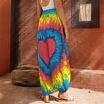 Rainbow Heart Tie Dye Print Harem Pants