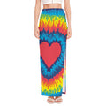 Rainbow Heart Tie Dye Print High Slit Maxi Skirt