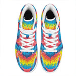 Rainbow Heart Tie Dye Print High Top Leather Sneakers