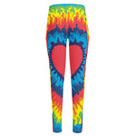 Rainbow Heart Tie Dye Print High-Waisted Pocket Leggings