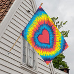 Rainbow Heart Tie Dye Print House Flag