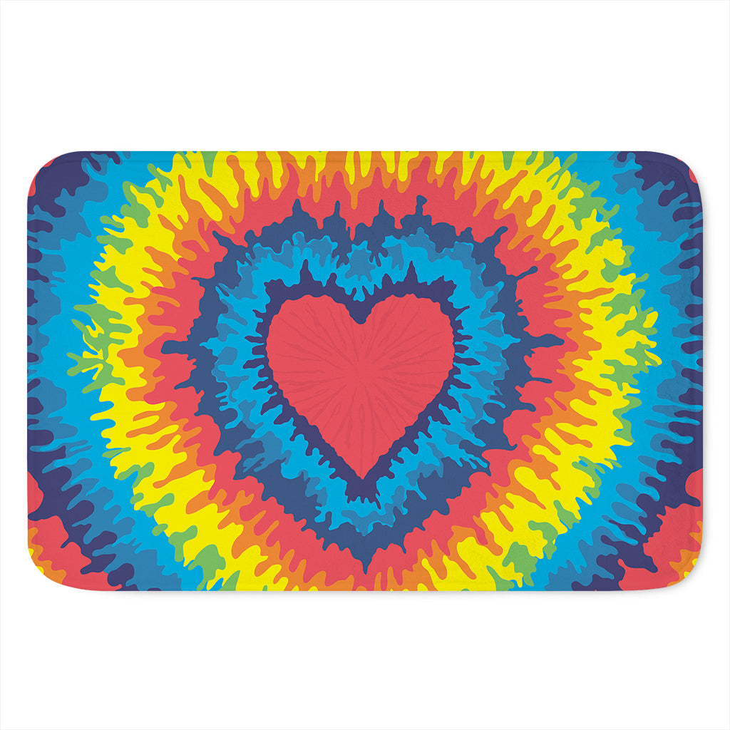 Rainbow Heart Tie Dye Print Indoor Door Mat
