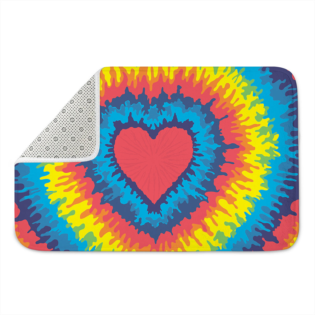 Rainbow Heart Tie Dye Print Indoor Door Mat