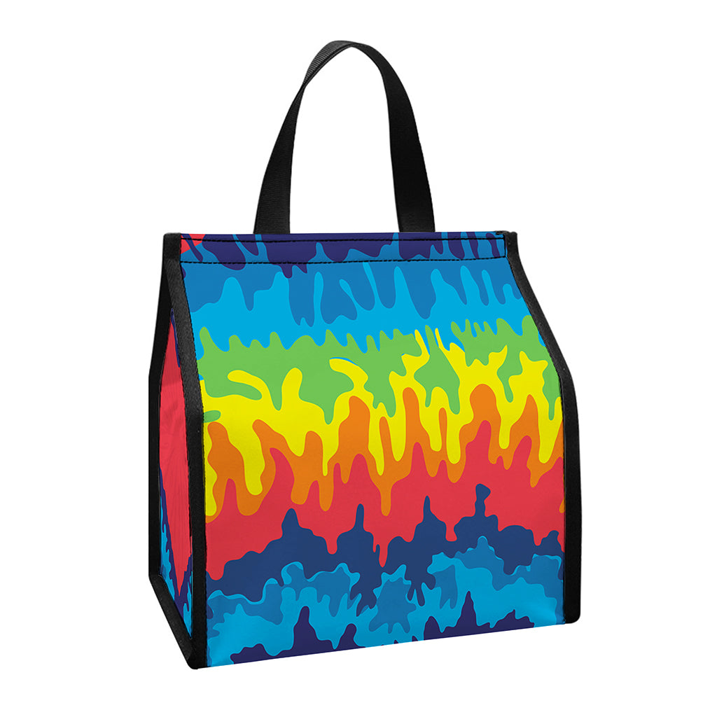 Rainbow Heart Tie Dye Print Insulated Lunch Tote