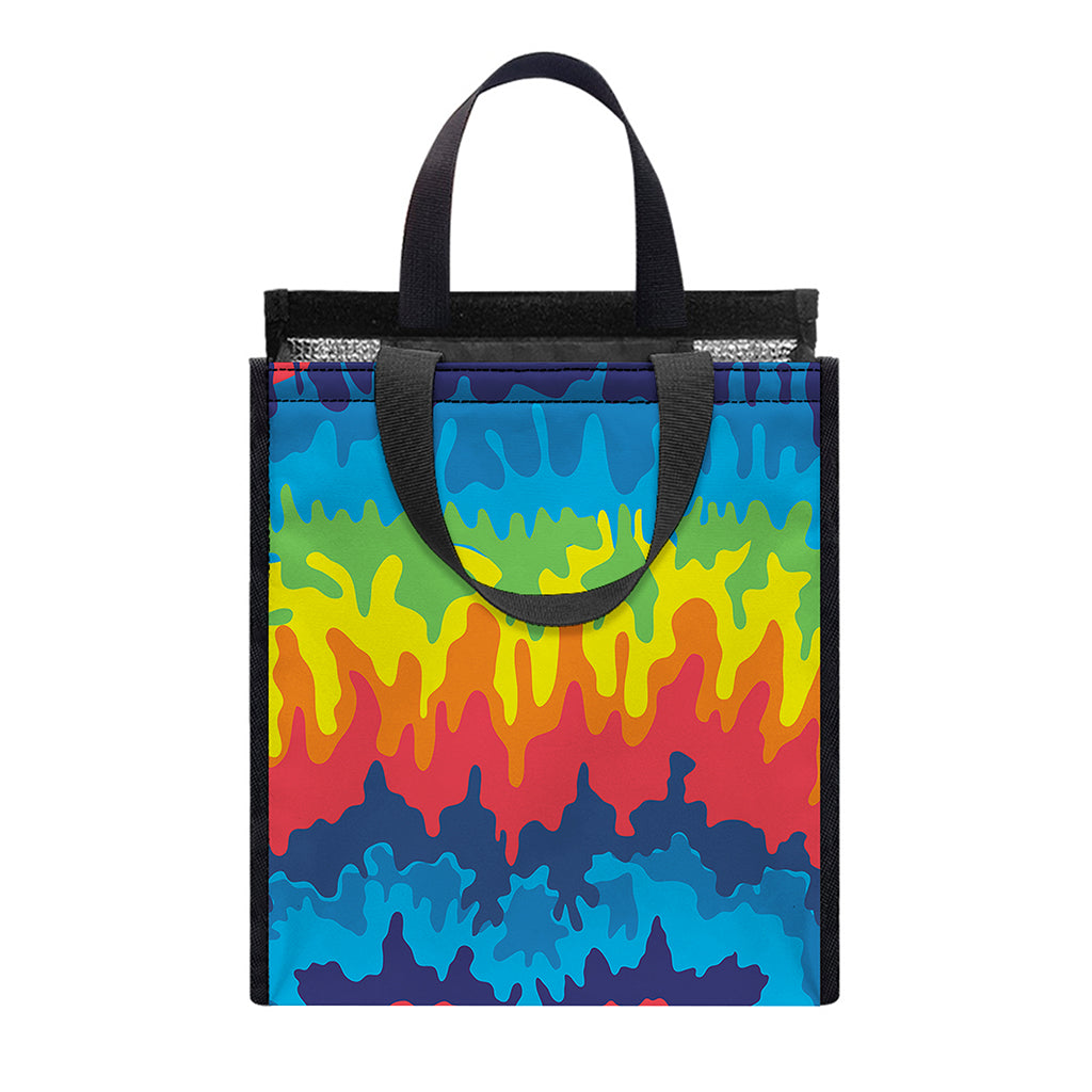Rainbow Heart Tie Dye Print Insulated Lunch Tote