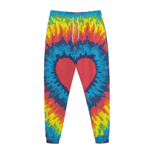 Rainbow Heart Tie Dye Print Jogger Pants