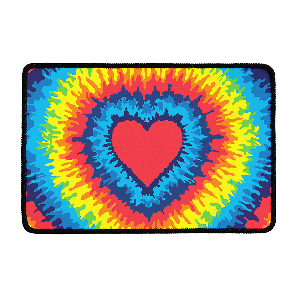 Rainbow Heart Tie Dye Print Kitchen Mat