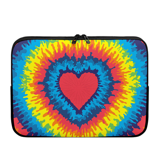 Rainbow Heart Tie Dye Print Laptop Sleeve