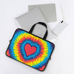 Rainbow Heart Tie Dye Print Laptop Sleeve With Handle
