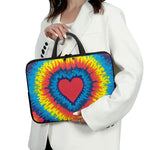 Rainbow Heart Tie Dye Print Laptop Sleeve With Handle