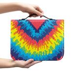 Rainbow Heart Tie Dye Print Leather Bible Cover