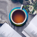 Rainbow Heart Tie Dye Print Leather Coaster Set