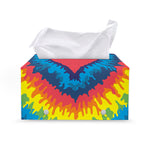 Rainbow Heart Tie Dye Print Leather Tissue Box Cover