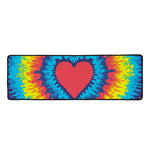 Rainbow Heart Tie Dye Print Long Kitchen Mat