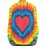 Rainbow Heart Tie Dye Print Long Sleeve Baseball Jersey