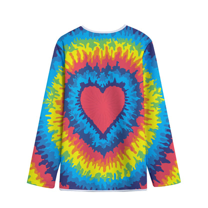 Rainbow Heart Tie Dye Print Long Sleeve Short Coat