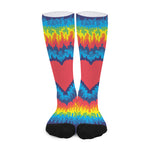 Rainbow Heart Tie Dye Print Long Socks