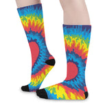 Rainbow Heart Tie Dye Print Long Socks