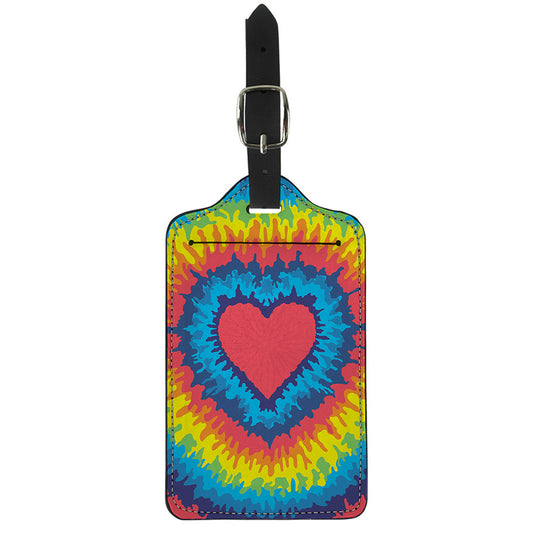 Rainbow Heart Tie Dye Print Luggage Tag