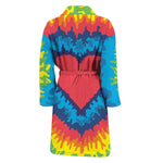 Rainbow Heart Tie Dye Print Men's Bathrobe