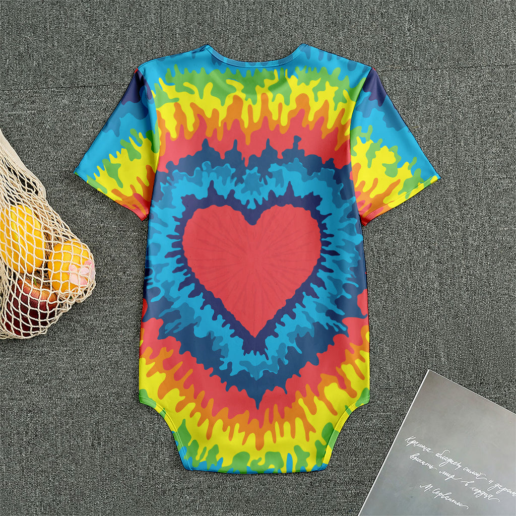Rainbow Heart Tie Dye Print Men's Bodysuit
