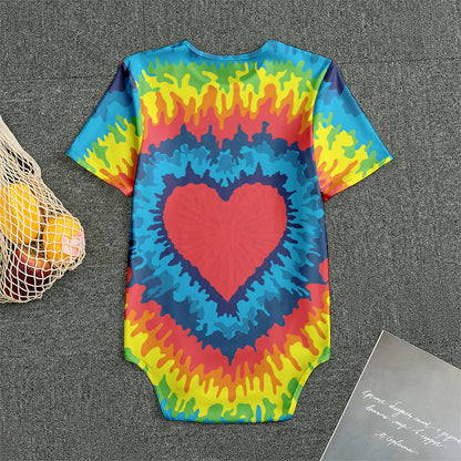 Rainbow Heart Tie Dye Print Men's Bodysuit