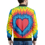 Rainbow Heart Tie Dye Print Men's Bomber Jacket