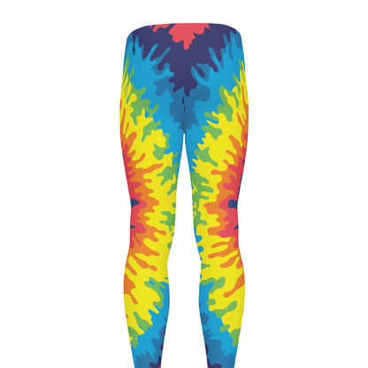 Rainbow Heart Tie Dye Print Men's leggings