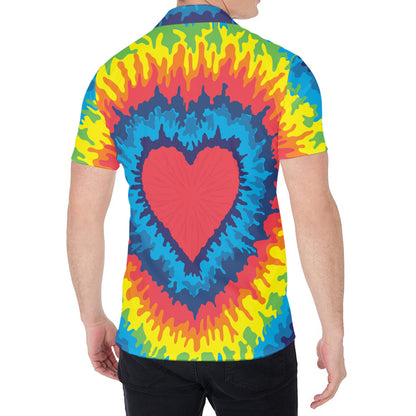 Rainbow Heart Tie Dye Print Men's Shirt