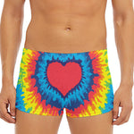 Rainbow Heart Tie Dye Print Men's Short Boxer Briefs