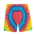 Rainbow Heart Tie Dye Print Men's Sports Shorts