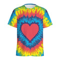 Rainbow Heart Tie Dye Print Men's Athletic T-Shirt