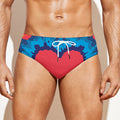 Rainbow Heart Tie Dye Print Men's Swim Briefs
