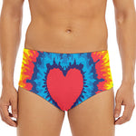 Rainbow Heart Tie Dye Print Men's Triangle Swim Briefs