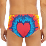 Rainbow Heart Tie Dye Print Men's Triangle Swim Briefs