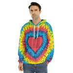 Rainbow Heart Tie Dye Print Men's Velvet Pullover Hoodie