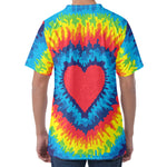 Rainbow Heart Tie Dye Print Men's Velvet T-Shirt