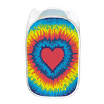 Rainbow Heart Tie Dye Print Mesh Laundry Hamper