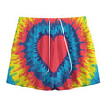Rainbow Heart Tie Dye Print Mesh Shorts